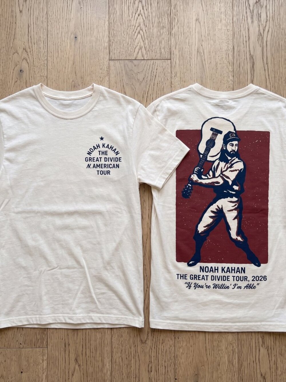 Noah Kahan Home Run The Great Divide Tour 2026 T-Shirt Off-White